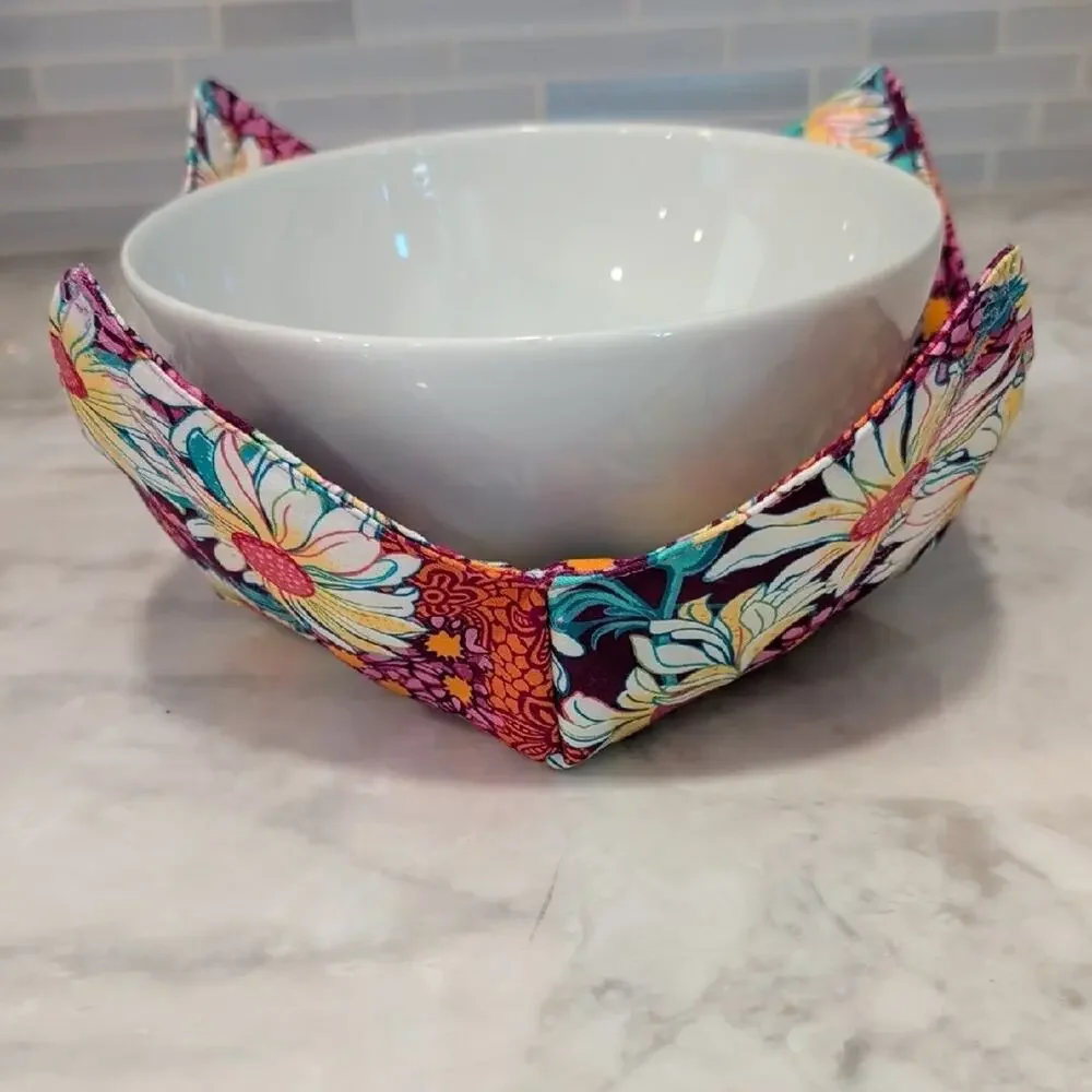 Sunflower Floral Bowl Cozy | Microwave Safe Soup Holder | Handmade Gift - Picture 2 of 7